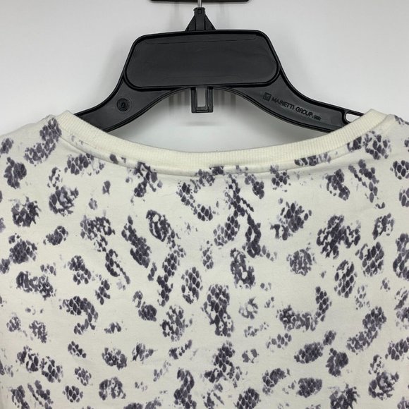 Vince Camuto Top Ivory Gray Snake Print Elbow Sleeve French Terry NWT - Picture 9 of 10